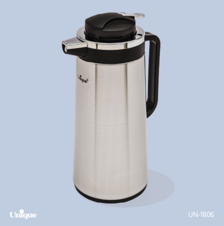 فلاسک بدنه استیل شیشه دار یونیک در 4 سایز مختلف مدل 1802 / 1804 / 1806 / 1808