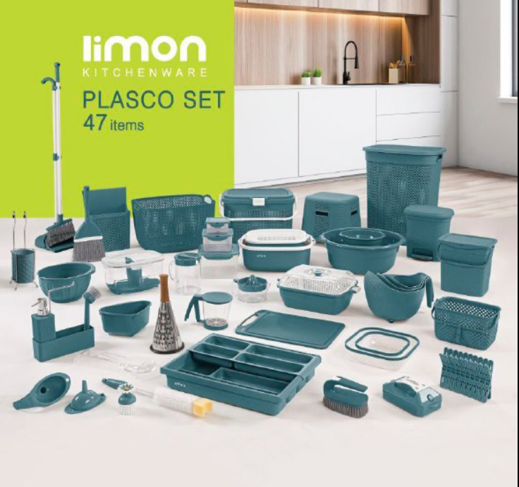 سرویس پلاستیک لیمون ۴۹ پارچه طرح بافت | کاملترین سرویس جهیزیه و آشپزخانه
