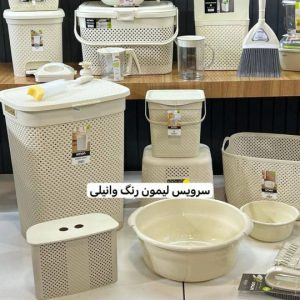 سرویس پلاستیک لیمون ۴۹ پارچه طرح بافت | کاملترین سرویس جهیزیه و آشپزخانه