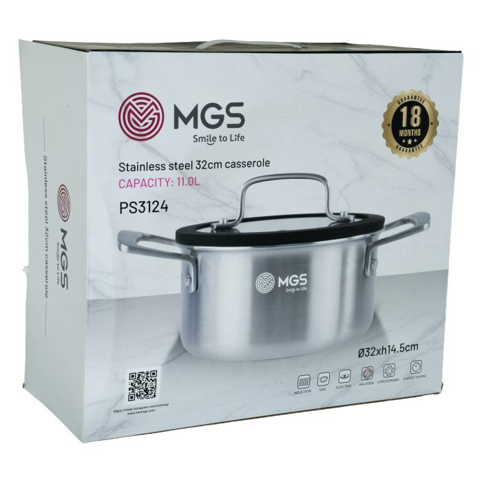 قابلمه استیل MGS طرح کف لیزری مدل PS3124 سایز 32